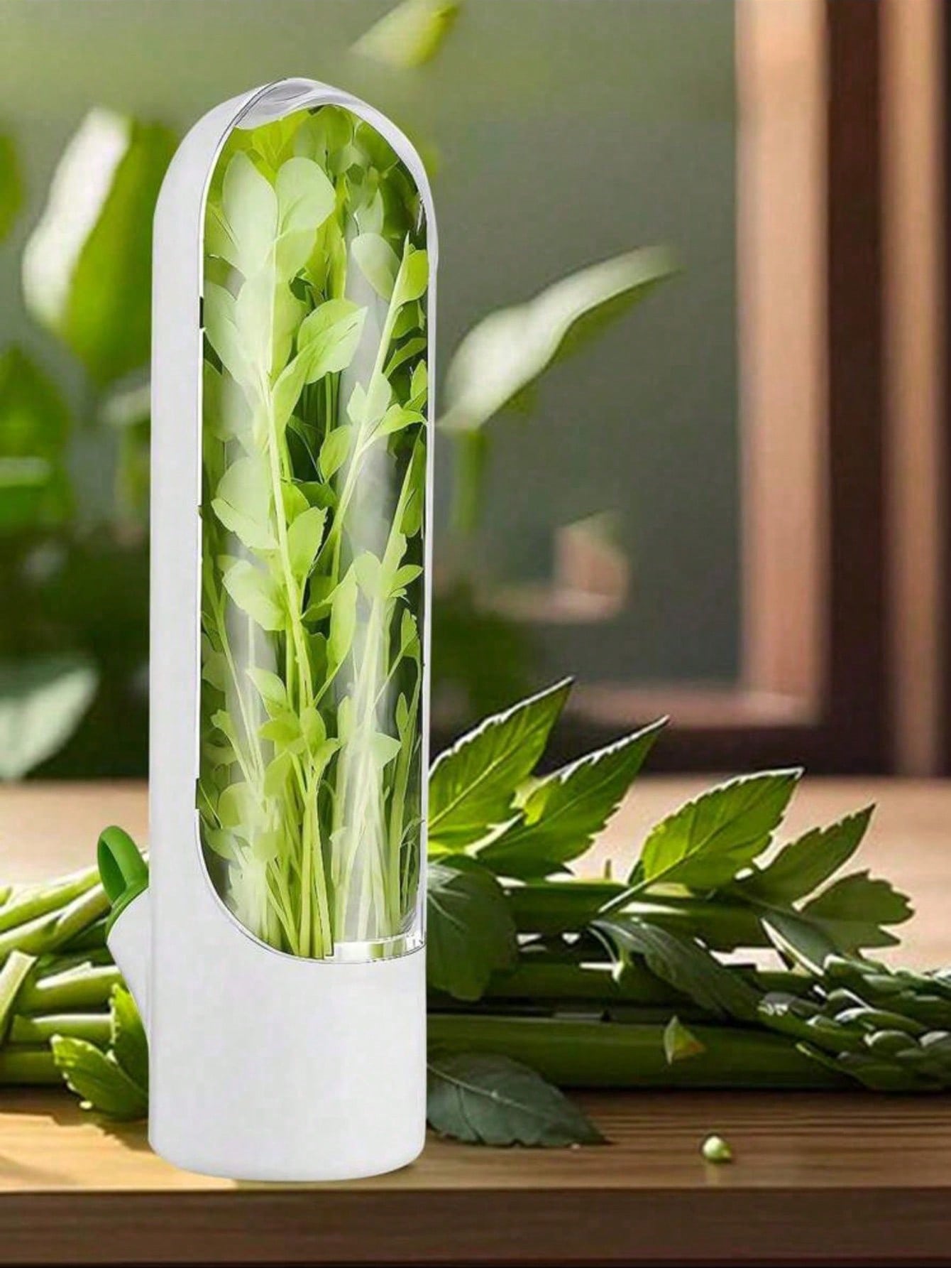 حاوية حافظة الأعشاب مع قطع لحفظ وتخزين الخضروات