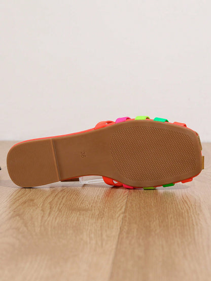 صندل نسائي مسطح للصيف، أحذية مسطحة مغلقة الأصبع