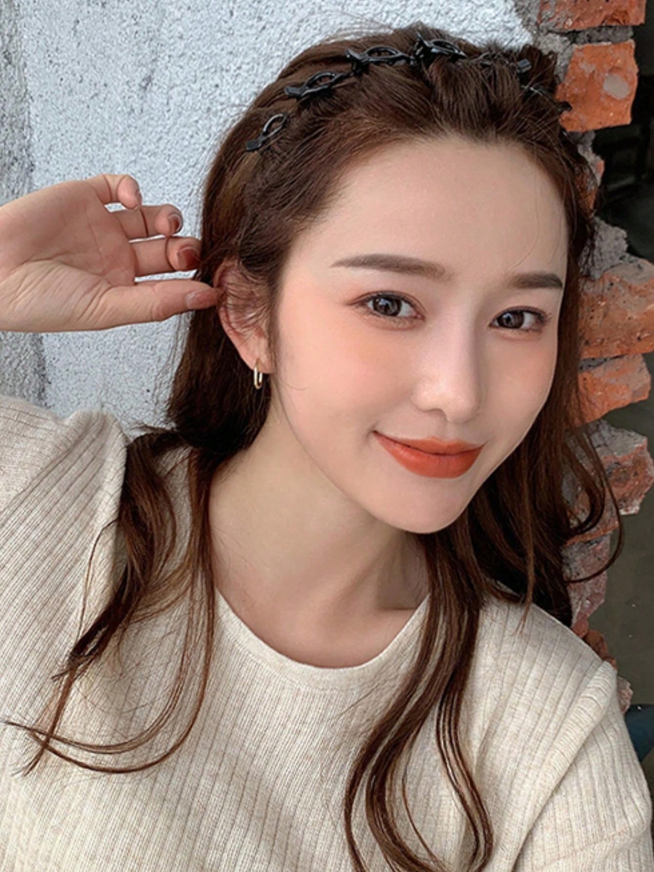 حلقة شعر متعددة الطبقات مُنسوجة بالطراز الكوري قطعة واحدة ، إكسسوار شعر أنيق وبسيط للنساء للاستخدام اليومي