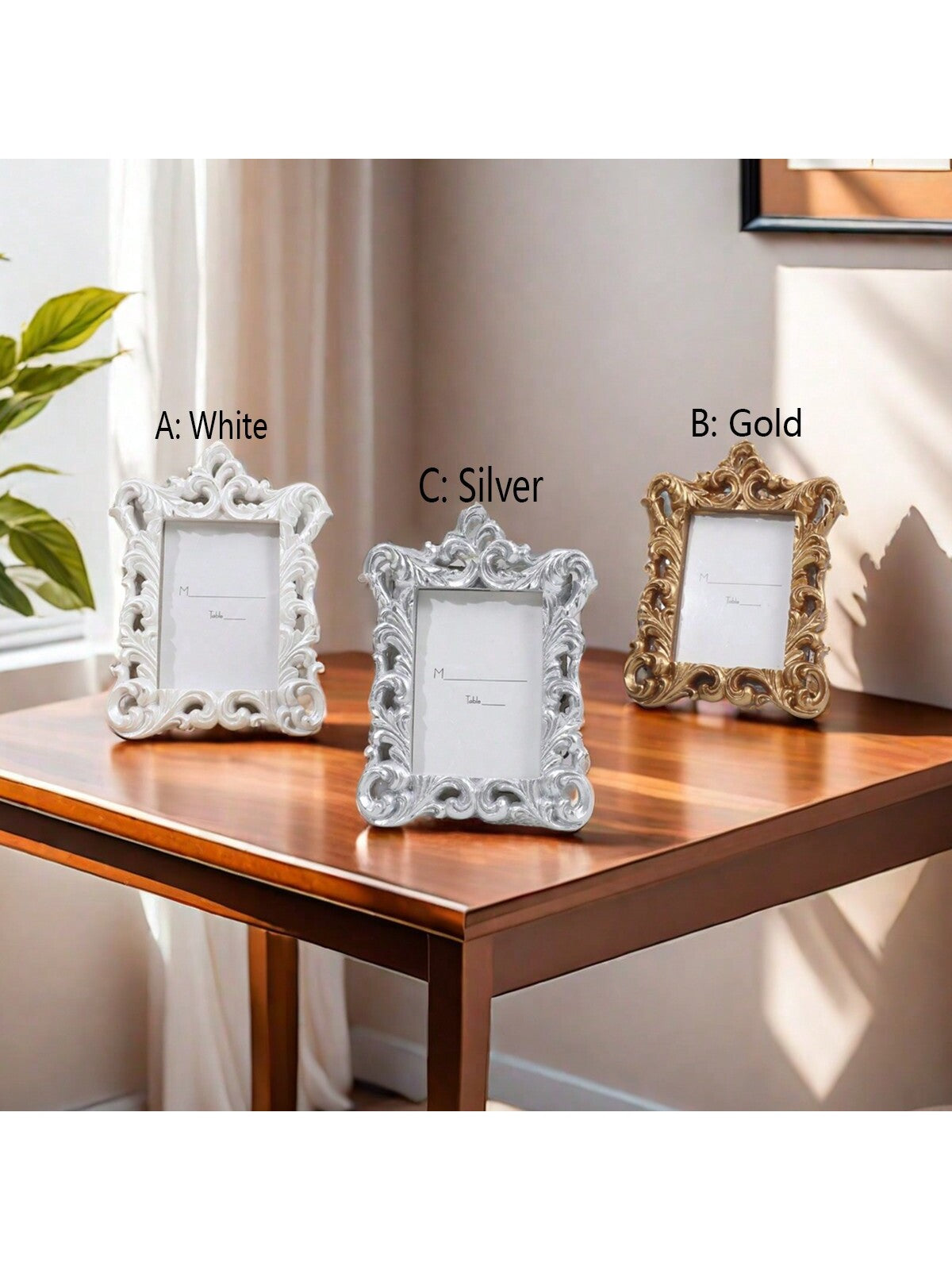 قطعة إطار صور مستطيل منقوش بنقوش زهرية عتيق أوروبي