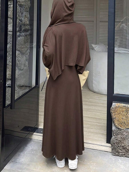 طقم فستان أحادي اللون بدون أكمام وجاكيت ذو أكمام طويلة