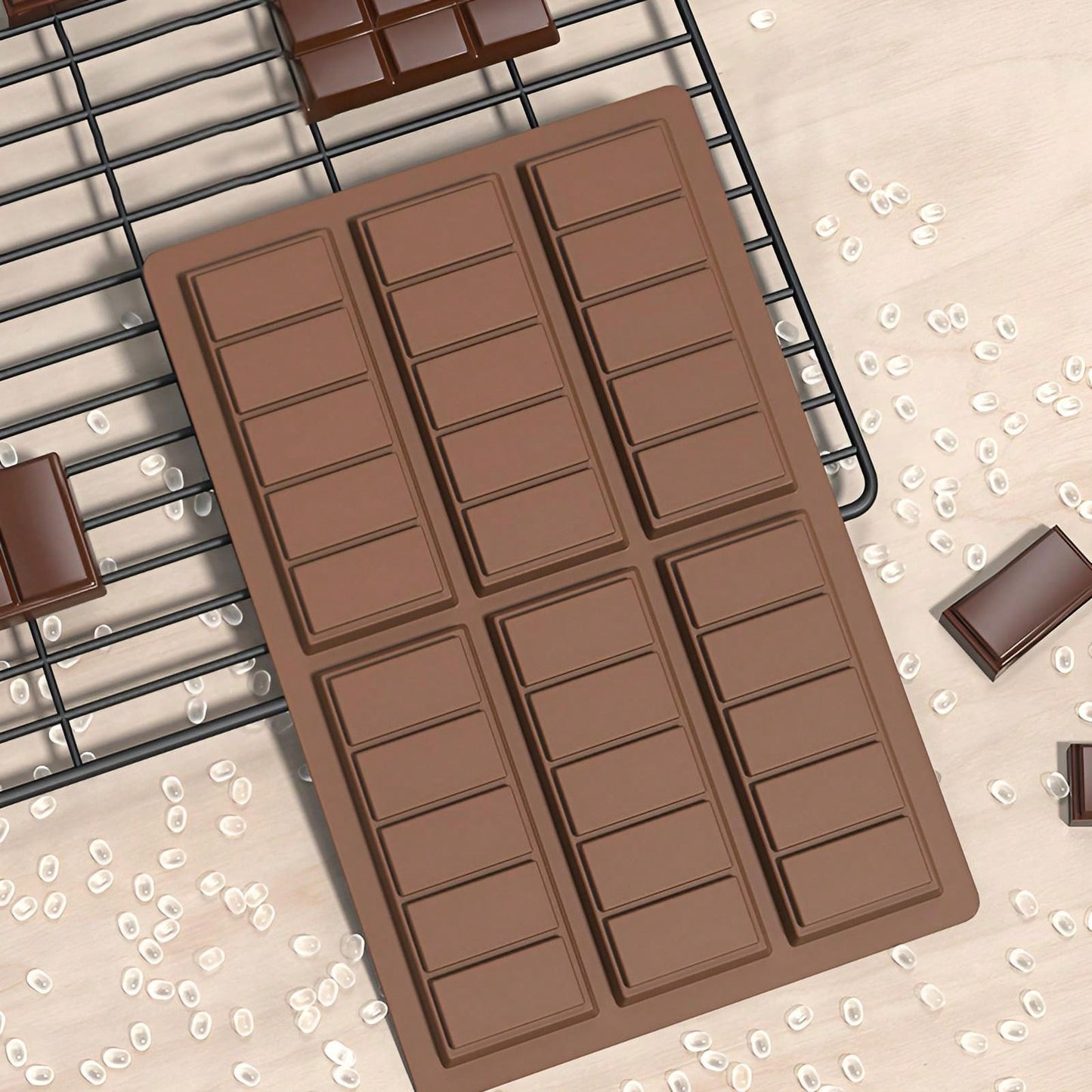 قالب شوكولاتة سيليكون ذو 6 تجاويف - عميق مع 100 كيس، لعمل بار محشي، ملء كنافة بالفستق والشوكولاتة