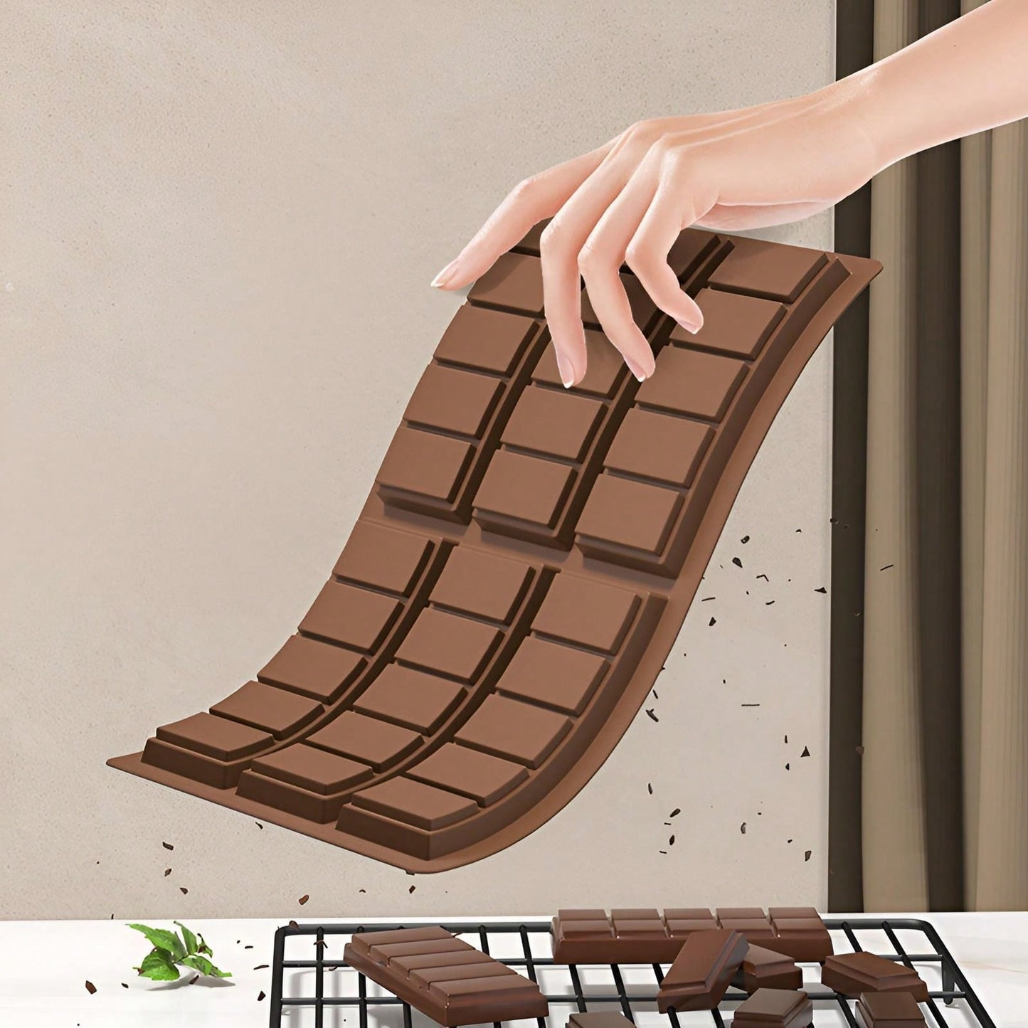 قالب شوكولاتة سيليكون ذو 6 تجاويف - عميق مع 100 كيس، لعمل بار محشي، ملء كنافة بالفستق والشوكولاتة