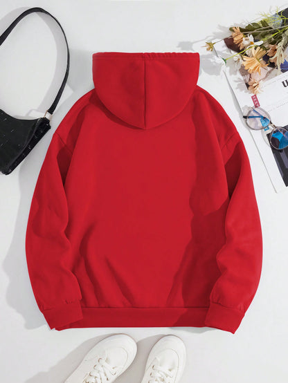 هودي من الفليس مطبوع بحرف للموسم الخريفي/الشتوي الكاجوال