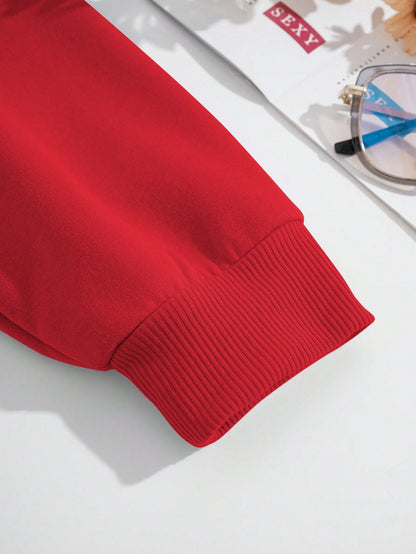 هودي من الفليس مطبوع بحرف للموسم الخريفي/الشتوي الكاجوال