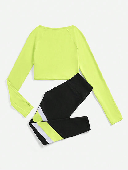 بدلة رياضية نسائية ذات كتلة ألوان عالية المرونة