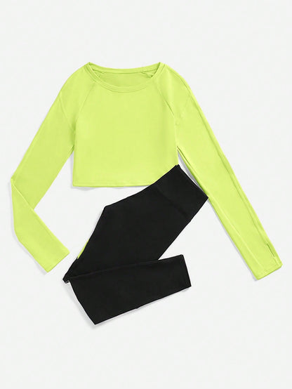 بدلة رياضية نسائية ذات كتلة ألوان عالية المرونة