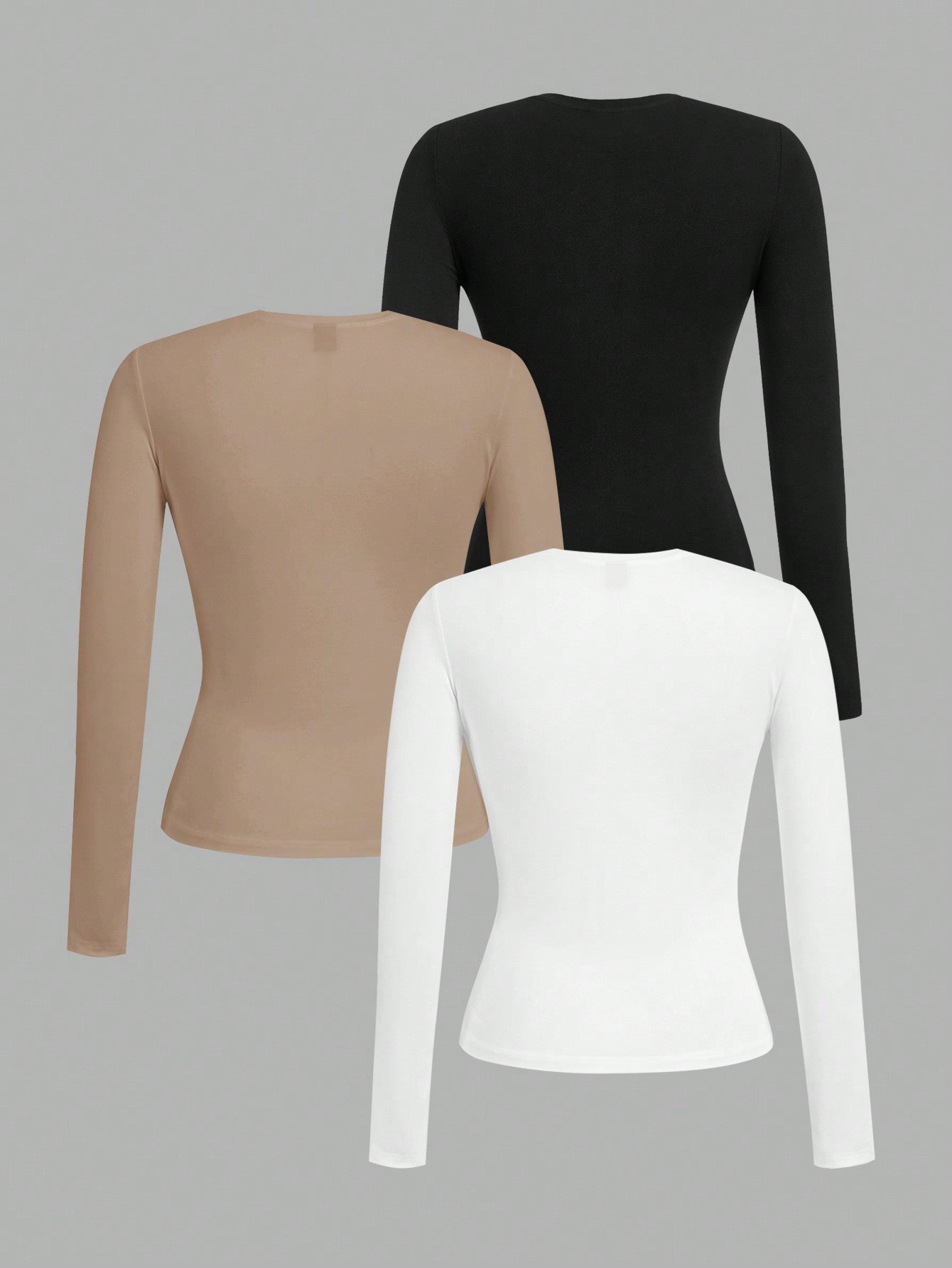 طقم 3 قطع من تيشرتات النساء بأكمام طويلة