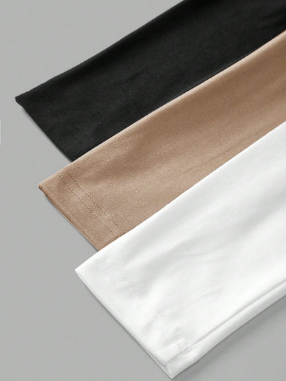 طقم 3 قطع من تيشرتات النساء بأكمام طويلة