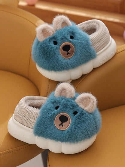 زوج واحد من الأحذية المسطحة الناعمة على شكل دب تيدي الطريف للأولاد ، مناسب للشتاء
