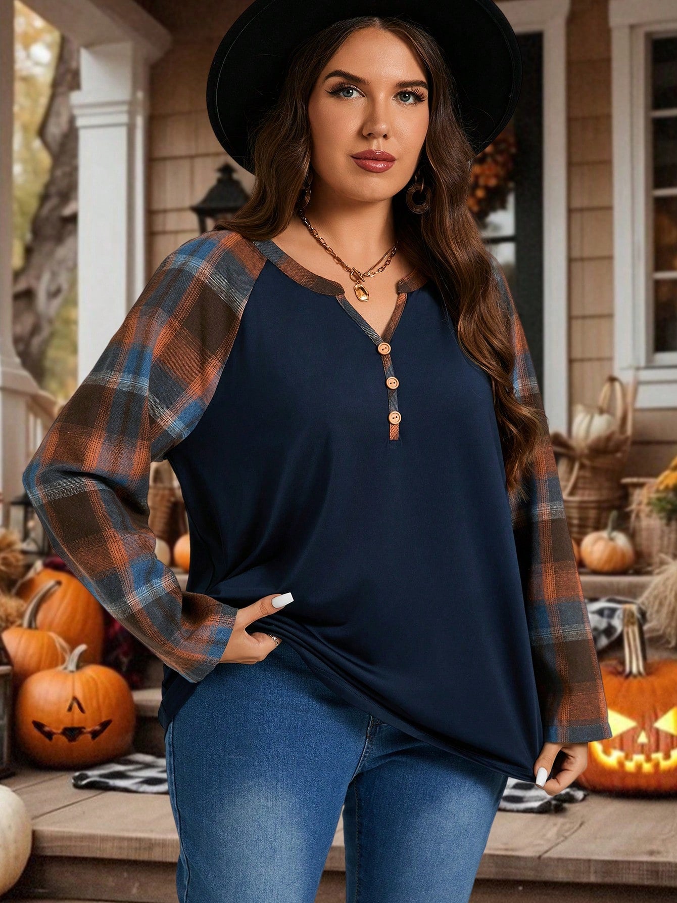 قمصان ذات أكمام طويلة لأحجام كبيرة لموسم الخريف والهالوين