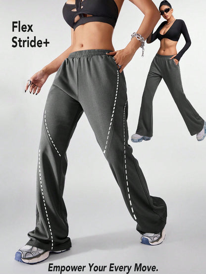 سروال رياضي قطعات متداخلة أحادي اللون ، بنطلون رياضي, بدلة رياضية يومية وكاجوال , ملابس متناسقة, بنطلون رياضي متراكب, بنطلون فضفاض، رمادي