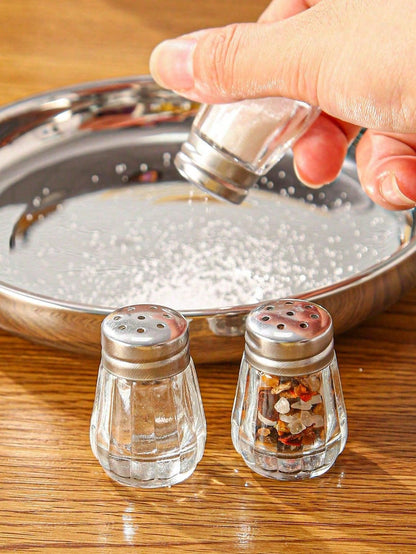 جرة التوابل الشفافة 2قطع وزجاجة ملح صغيرة بسيطة ومحمولة للمطبخ