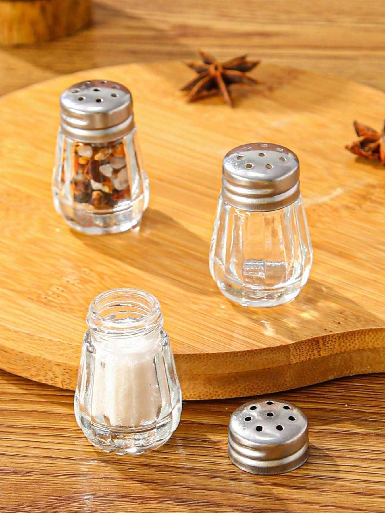 جرة التوابل الشفافة 2قطع وزجاجة ملح صغيرة بسيطة ومحمولة للمطبخ