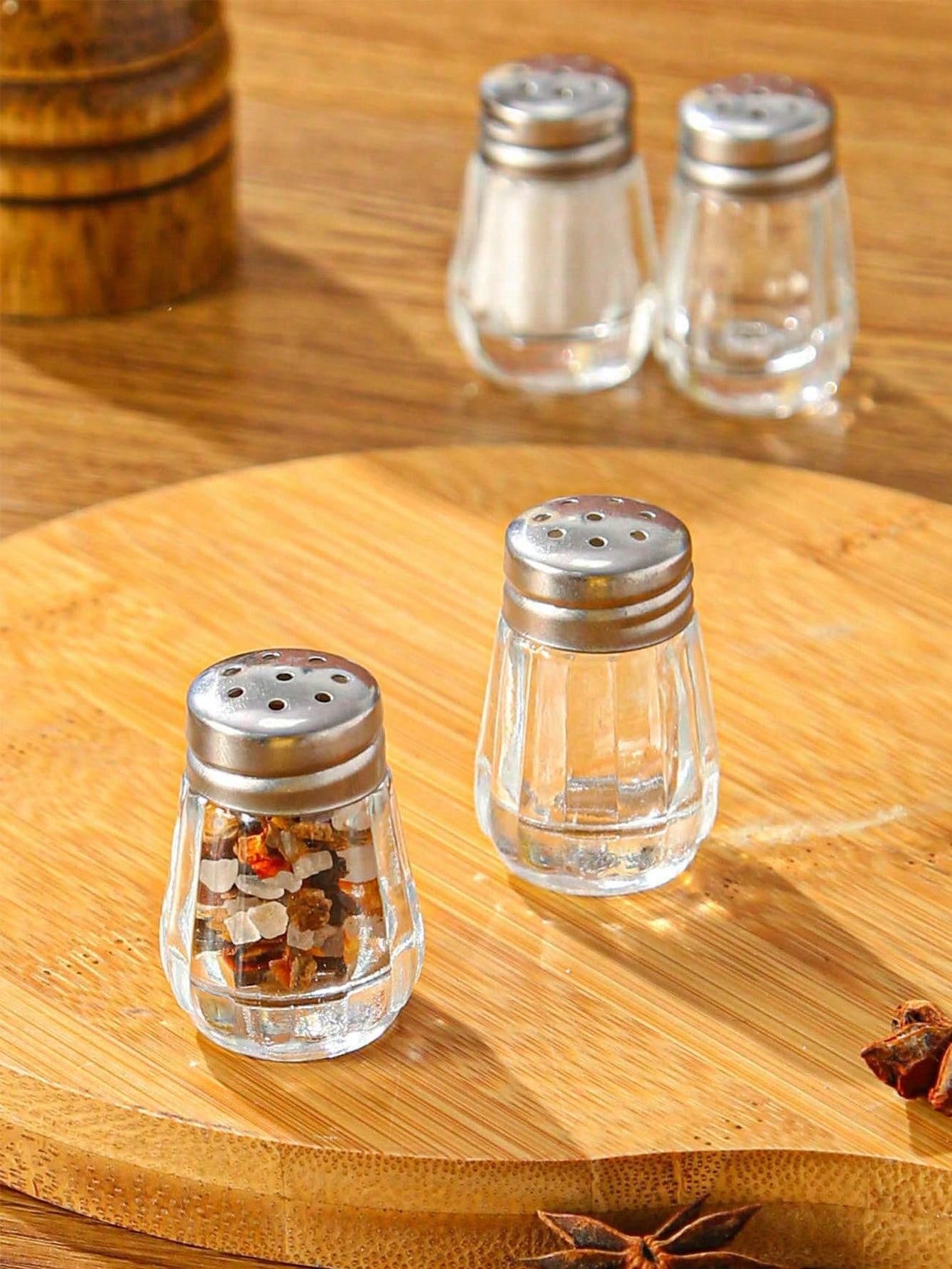 جرة التوابل الشفافة 2قطع وزجاجة ملح صغيرة بسيطة ومحمولة للمطبخ