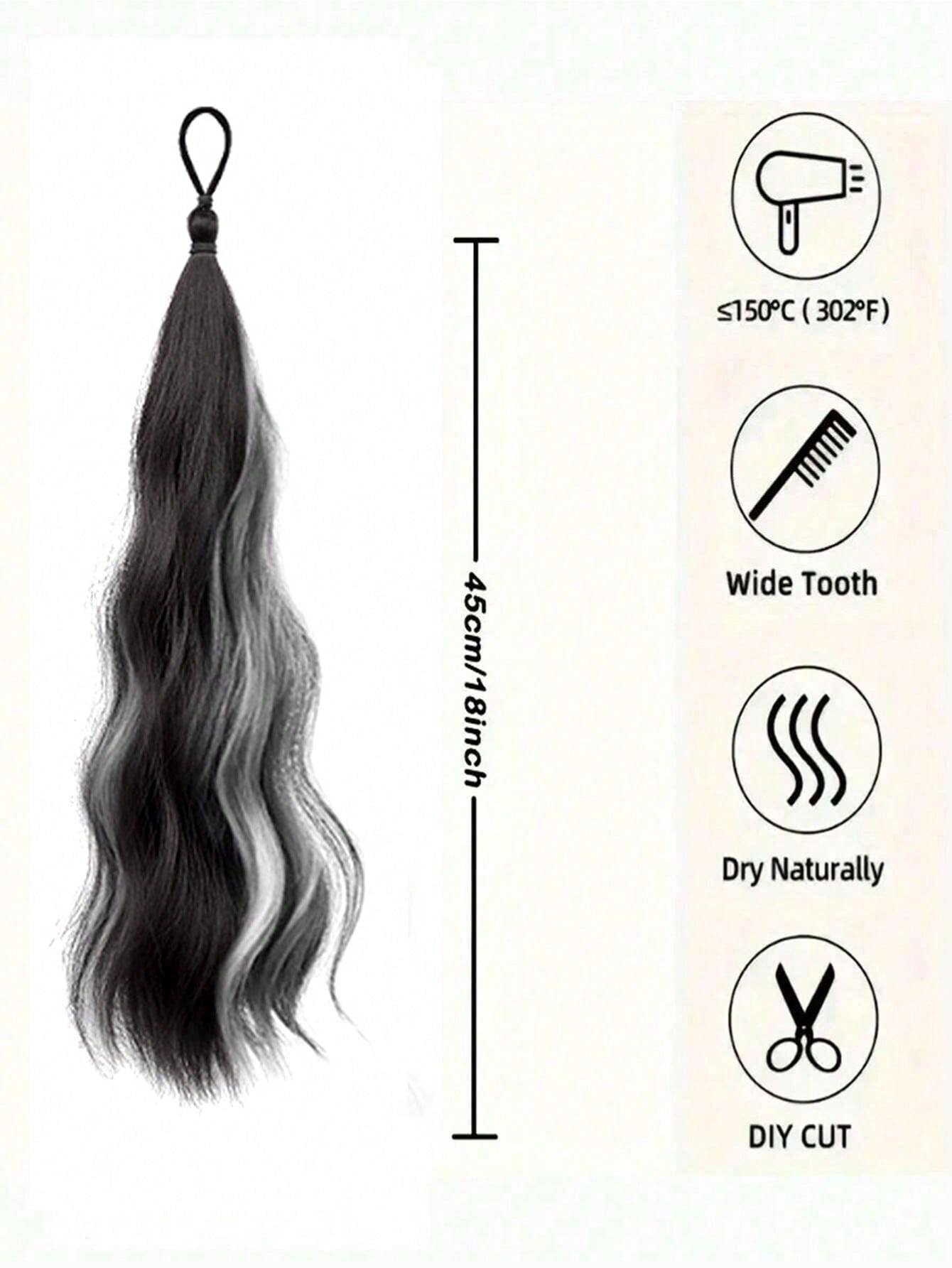 قطعة واحدة صانع كعكة الشعر الصناعي بطول 20 بوصة، ملحقات ربطات شعر مجعدة فوضوية على شكل حلقة للنساء