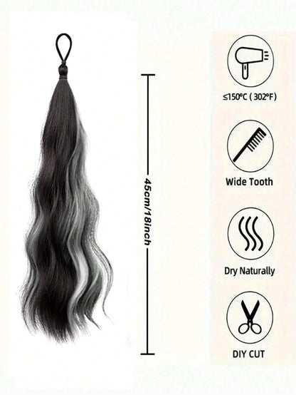 قطعة واحدة صانع كعكة الشعر الصناعي بطول 20 بوصة، ملحقات ربطات شعر مجعدة فوضوية على شكل حلقة للنساء