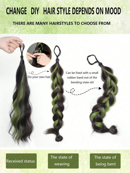 قطعة واحدة صانع كعكة الشعر الصناعي بطول 20 بوصة، ملحقات ربطات شعر مجعدة فوضوية على شكل حلقة للنساء