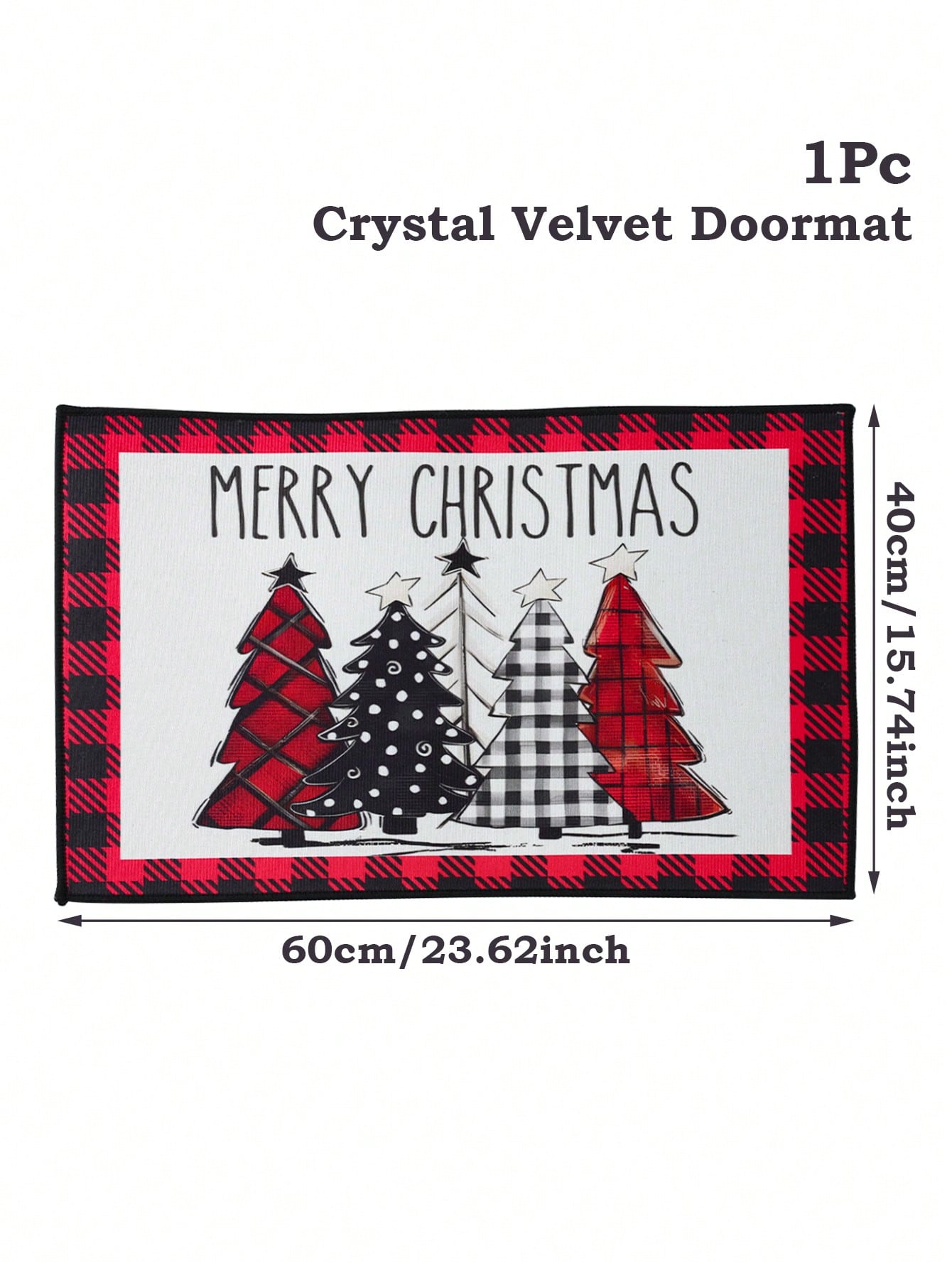 قطعة واحدة سجادة باب بطول 40*60 سم بطباعة شجرة الميلاد