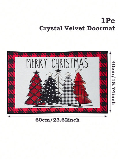 قطعة واحدة سجادة باب بطول 40*60 سم بطباعة شجرة الميلاد