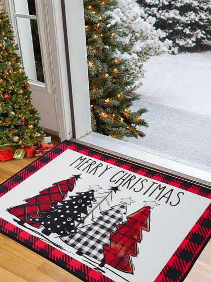 قطعة واحدة سجادة باب بطول 40*60 سم بطباعة شجرة الميلاد