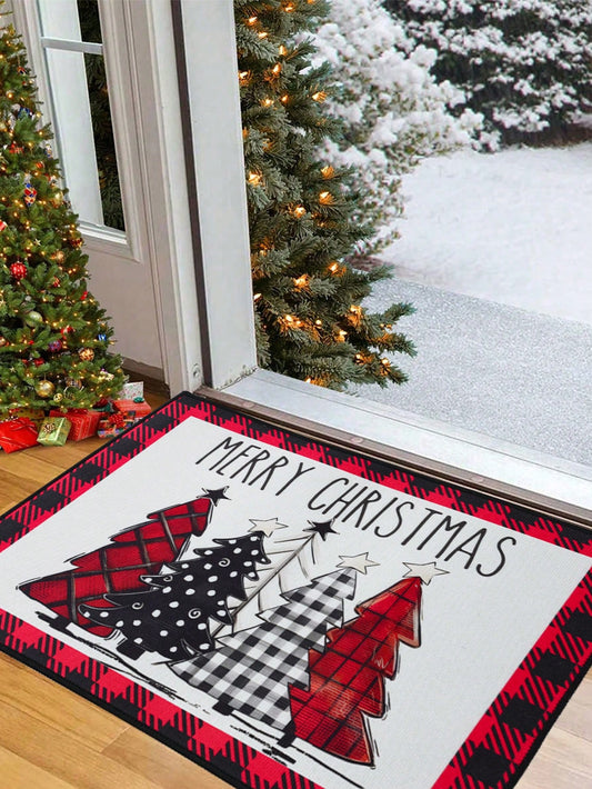 قطعة واحدة سجادة باب بطول 40*60 سم بطباعة شجرة الميلاد