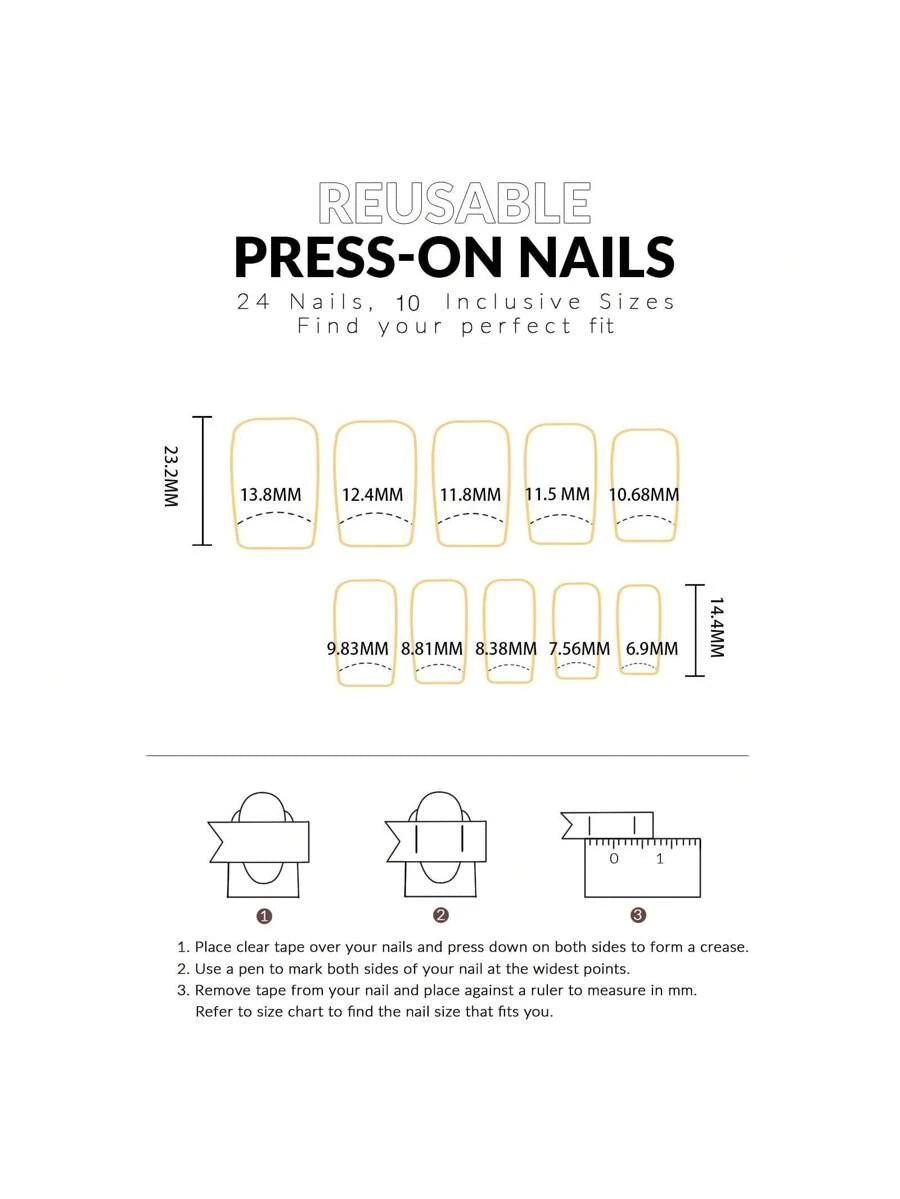 أظافر وهمية مربعة متوسطة الطول ملونة