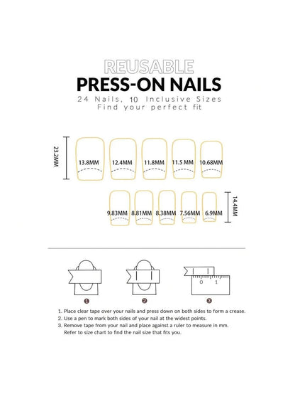 أظافر وهمية مربعة متوسطة الطول ملونة