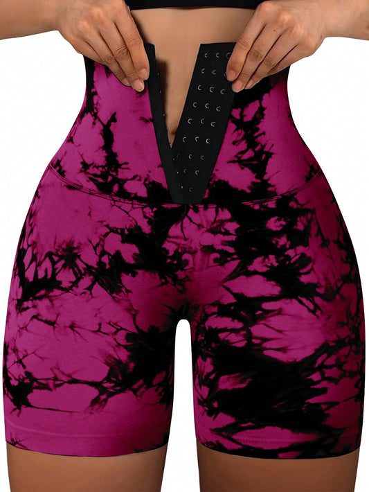 شورت رياضي كاجوال للنساء بأزرار وصبغة ربط