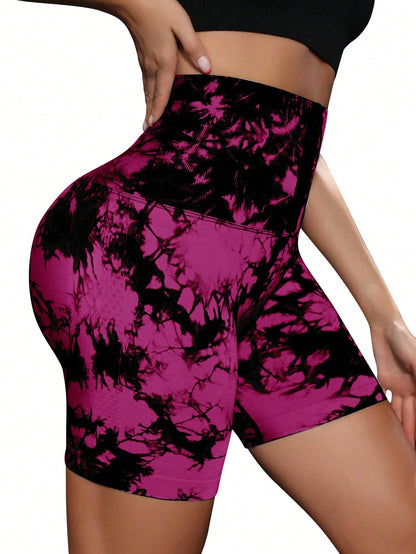 شورت رياضي كاجوال للنساء بأزرار وصبغة ربط