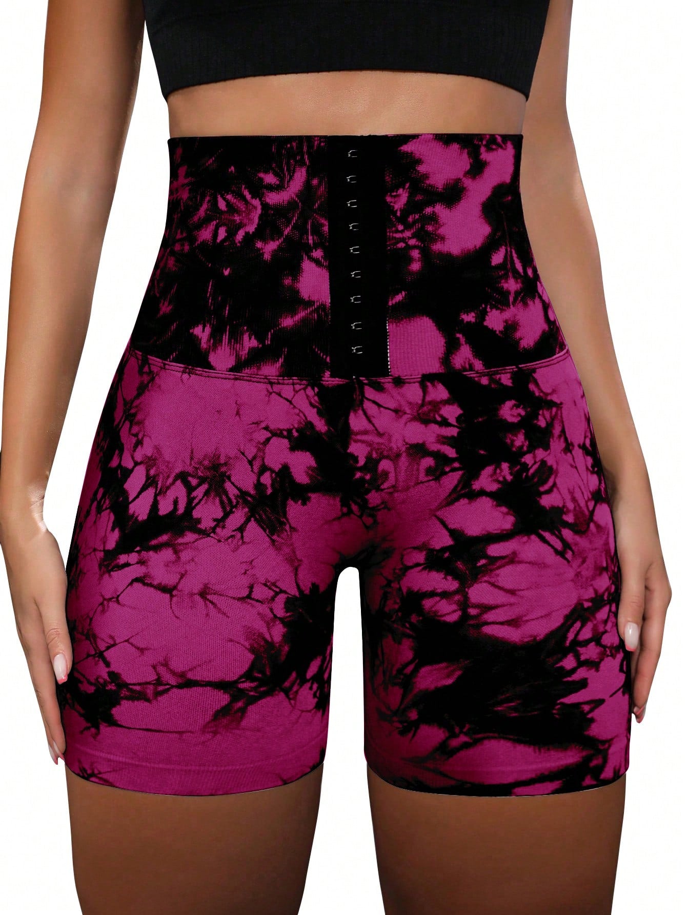 شورت رياضي كاجوال للنساء بأزرار وصبغة ربط