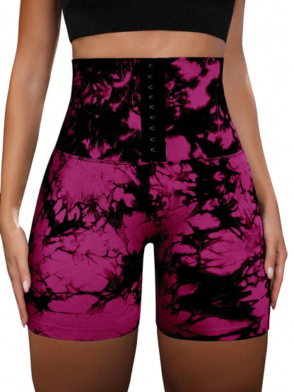 شورت رياضي كاجوال للنساء بأزرار وصبغة ربط