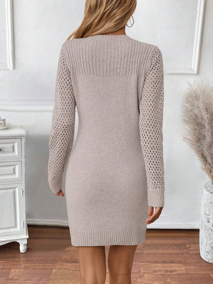 فستان سويتر نسائي بأكمام مجوفة رقيقة وبسيطة