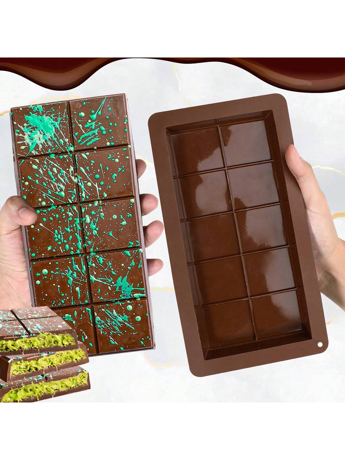 قوالب قالب بار الشوكولاتة قطعة واحدة، قوالب قالب بار الشوكولاتة السيليكون السميكة والكبيرة، قالب بار حلوى الشوكولاتة الكبيرة للخبز الذاتي