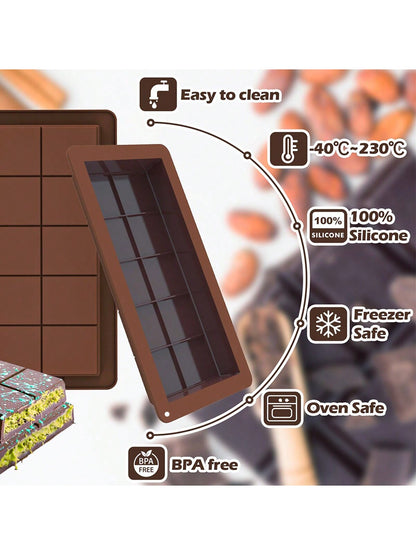 قوالب قالب بار الشوكولاتة قطعة واحدة، قوالب قالب بار الشوكولاتة السيليكون السميكة والكبيرة، قالب بار حلوى الشوكولاتة الكبيرة للخبز الذاتي