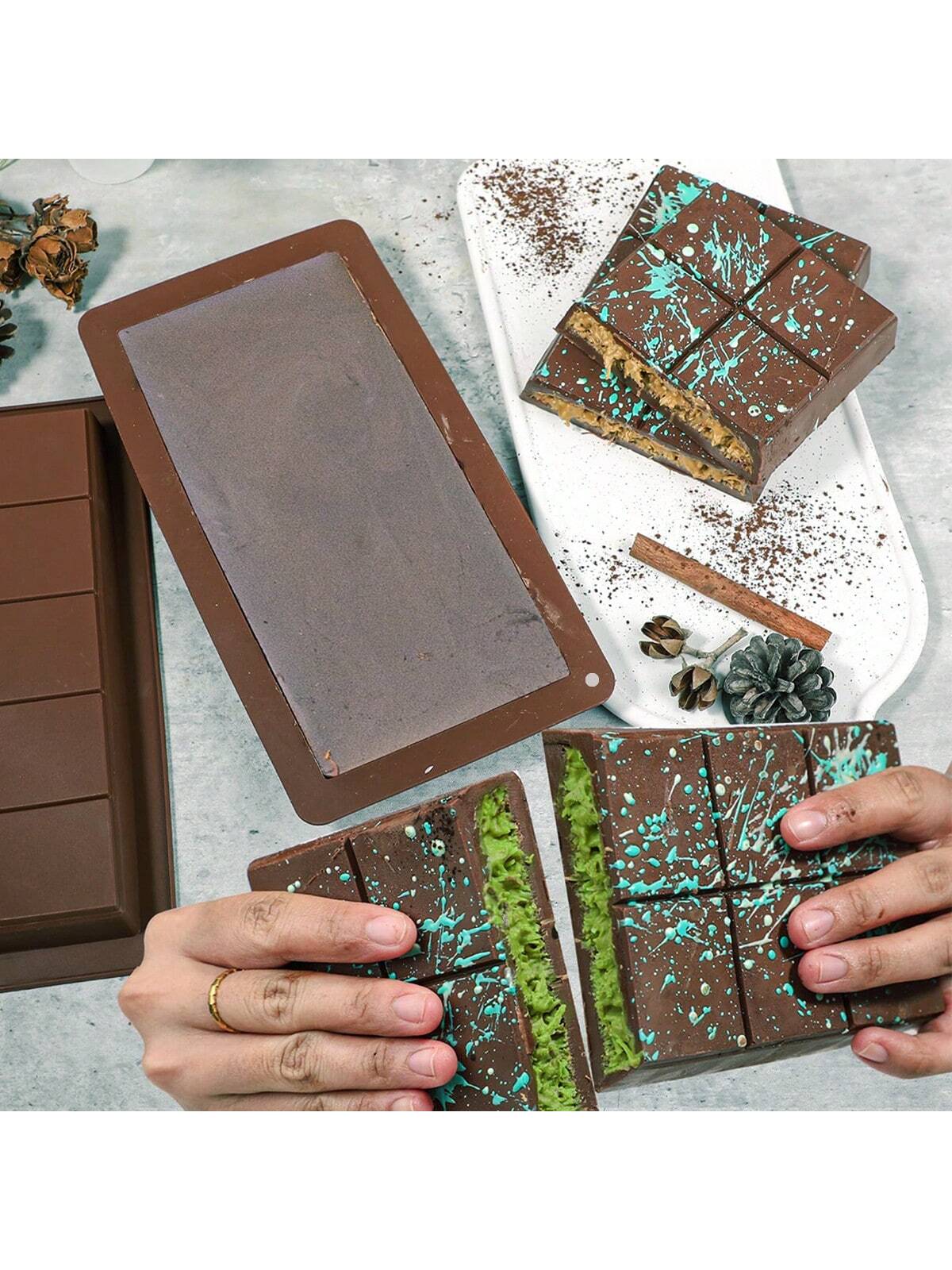 قوالب قالب بار الشوكولاتة قطعة واحدة، قوالب قالب بار الشوكولاتة السيليكون السميكة والكبيرة، قالب بار حلوى الشوكولاتة الكبيرة للخبز الذاتي