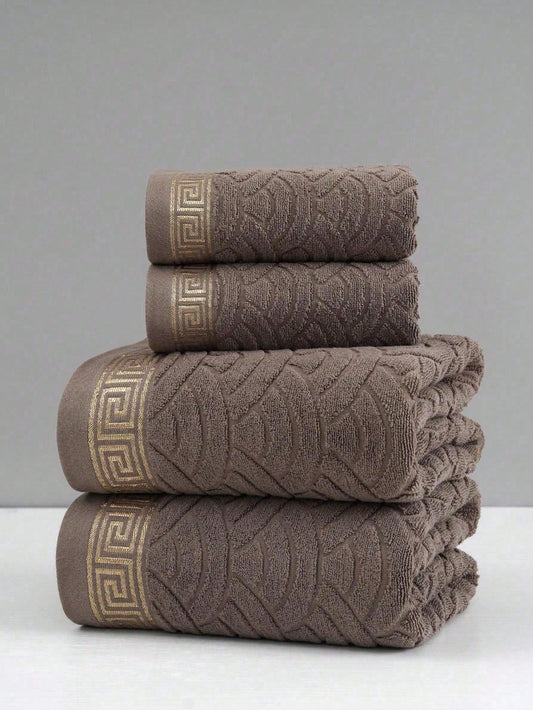 قطعة واحدة منشفة يا وجه/حمام بنقشة جاكارد ذهبية، ناعمة وماصة للاستخدام المنزلي أو الشاطئ، متوفرة بأحجام متعددة (الرجاء اختيار الحجم المفضل)