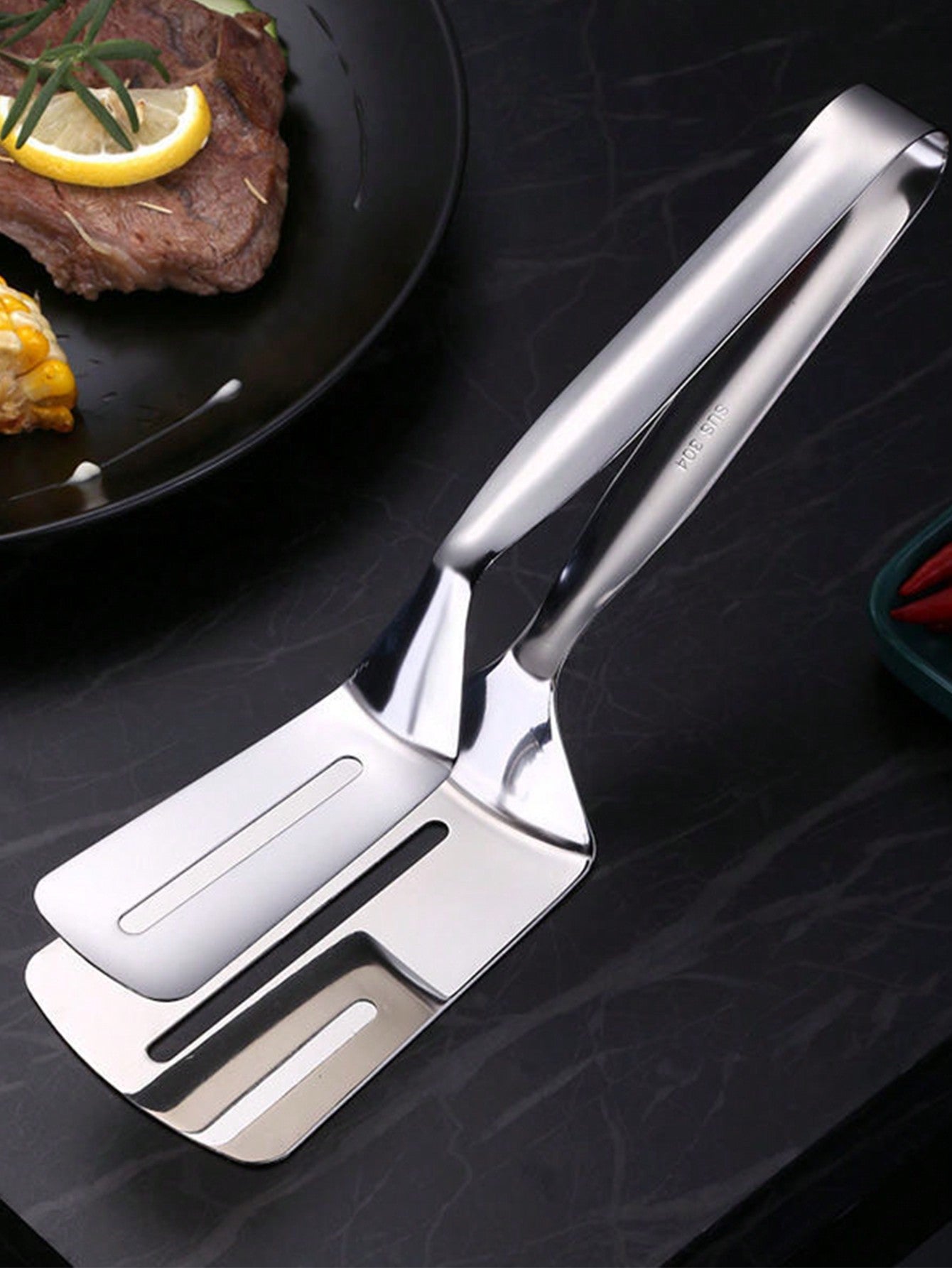 مبضع لفك الشوي من الفولاذ المقاوم للصدأ قطعة واحدة ، جهاز قبض اللحم للشواء الخارجي