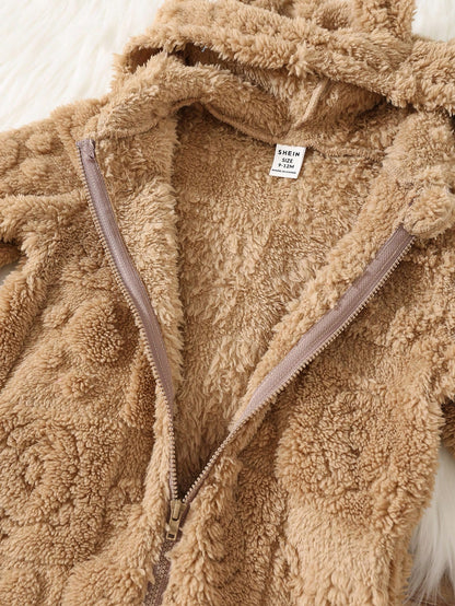 رومبير رضيع ذو رسومات كرتونية لطيفة من الفليس مزودة بغطاء رأس وأقدام، مناسبة للخريف والشتاء، للداخل والخارج، للأولاد والبنات الرضع