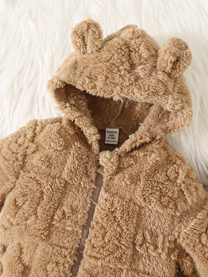 رومبير رضيع ذو رسومات كرتونية لطيفة من الفليس مزودة بغطاء رأس وأقدام، مناسبة للخريف والشتاء، للداخل والخارج، للأولاد والبنات الرضع