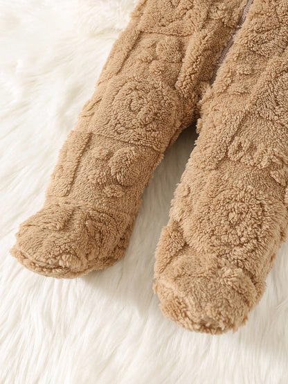 رومبير رضيع ذو رسومات كرتونية لطيفة من الفليس مزودة بغطاء رأس وأقدام، مناسبة للخريف والشتاء، للداخل والخارج، للأولاد والبنات الرضع