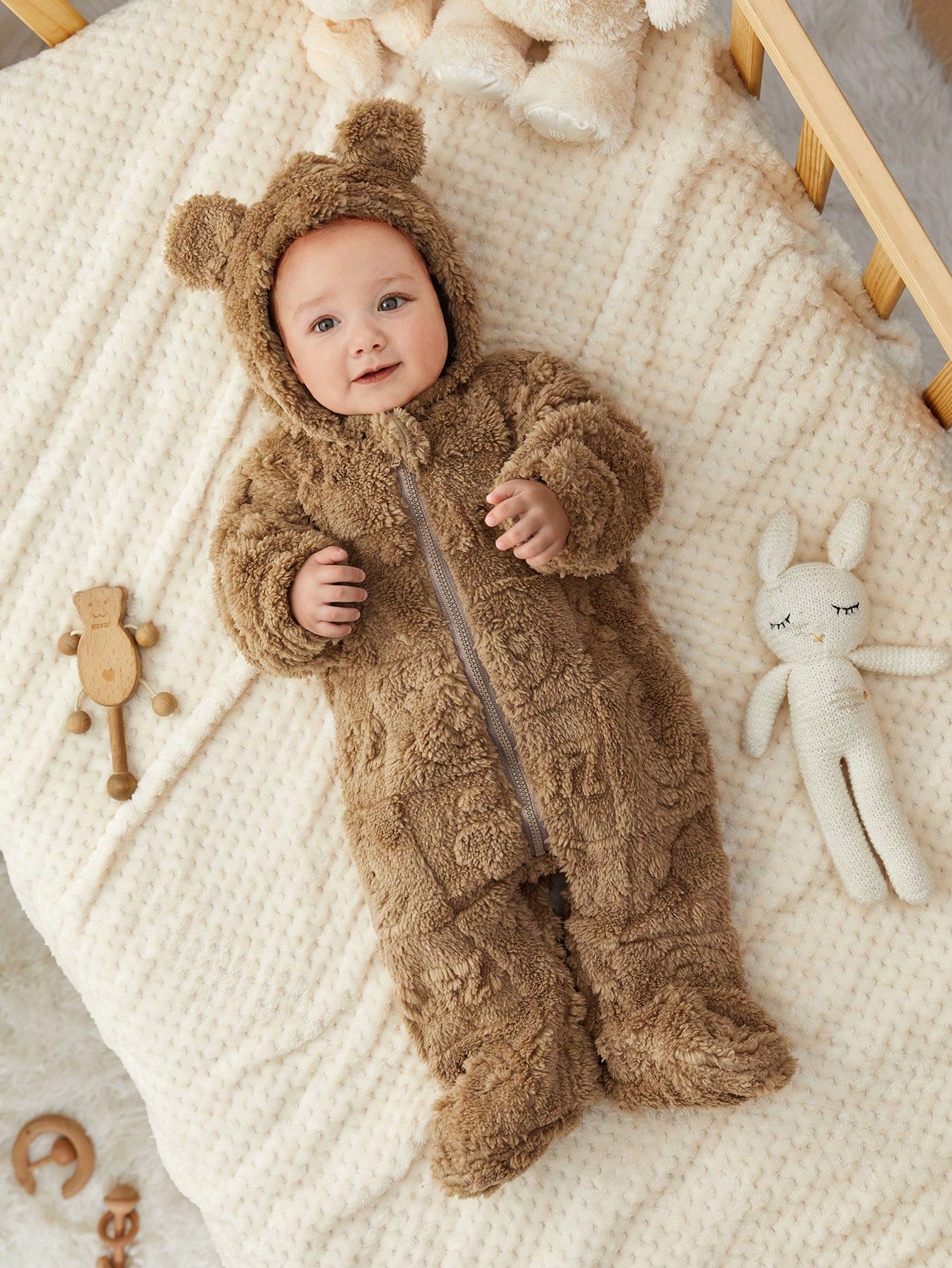 رومبير رضيع ذو رسومات كرتونية لطيفة من الفليس مزودة بغطاء رأس وأقدام، مناسبة للخريف والشتاء، للداخل والخارج، للأولاد والبنات الرضع