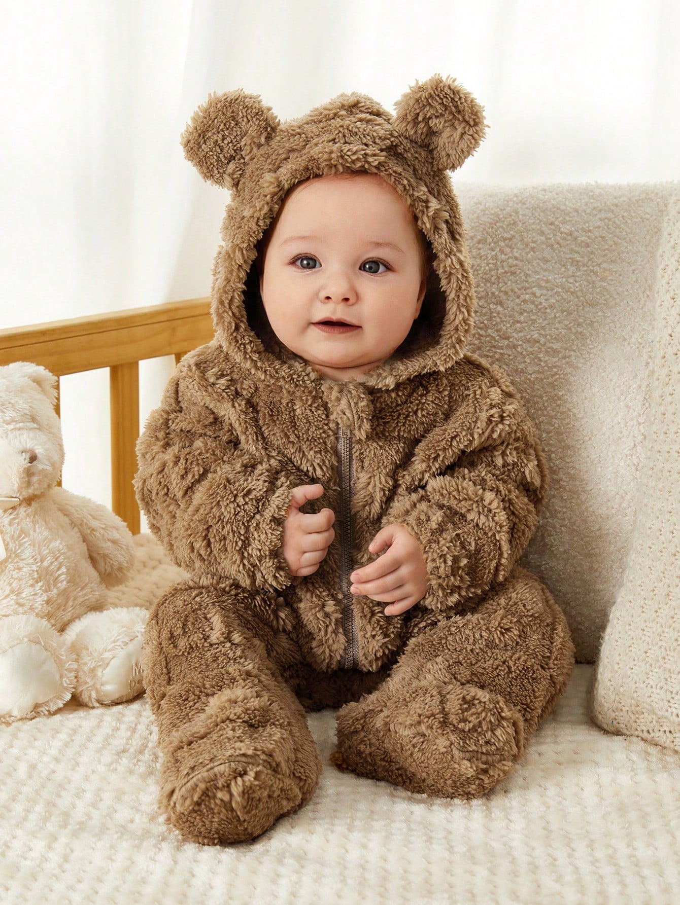 رومبير رضيع ذو رسومات كرتونية لطيفة من الفليس مزودة بغطاء رأس وأقدام، مناسبة للخريف والشتاء، للداخل والخارج، للأولاد والبنات الرضع