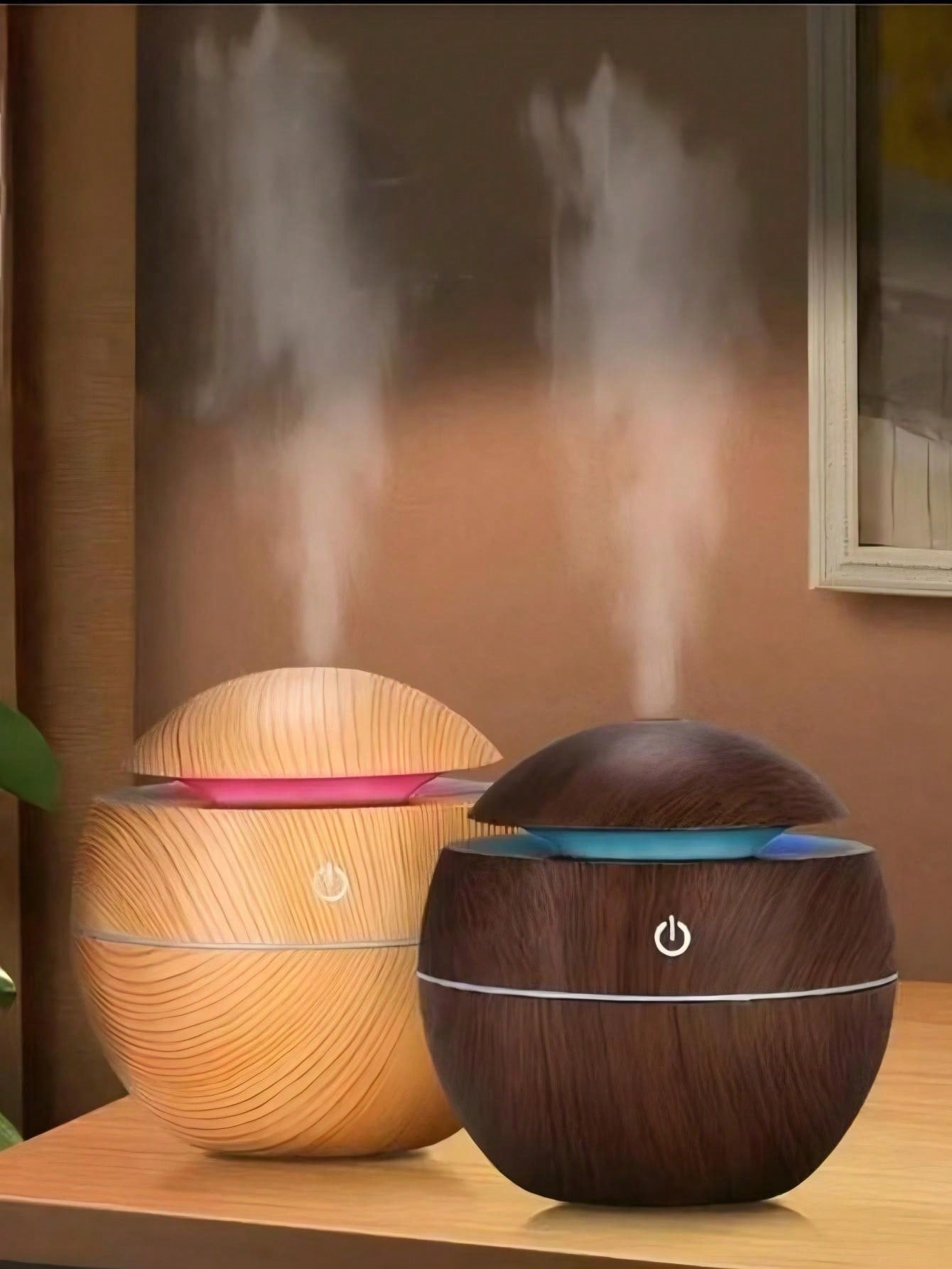 جهاز ترطيب فطري بسعة 200مل برسومات خشبية قطعة واحدة، جهاز نشر روائح محمول يعمل بالطاقة من خلال منفذ USB للمنزل وغرفة النوم