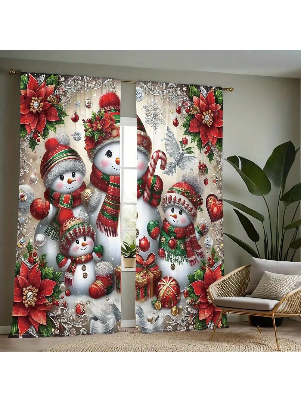 طقم واحد، ستارة 2 قطعة بطباعة رقمية لشجرة عيد الميلاد