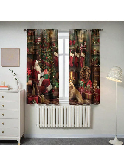 طقم واحد، ستارة 2 قطعة بطباعة رقمية لشجرة عيد الميلاد