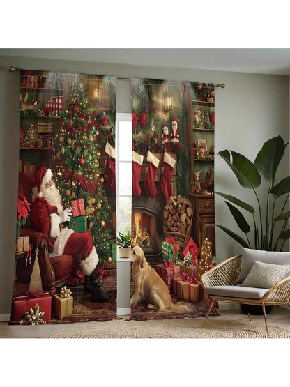 طقم واحد، ستارة 2 قطعة بطباعة رقمية لشجرة عيد الميلاد