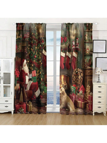 طقم واحد، ستارة 2 قطعة بطباعة رقمية لشجرة عيد الميلاد