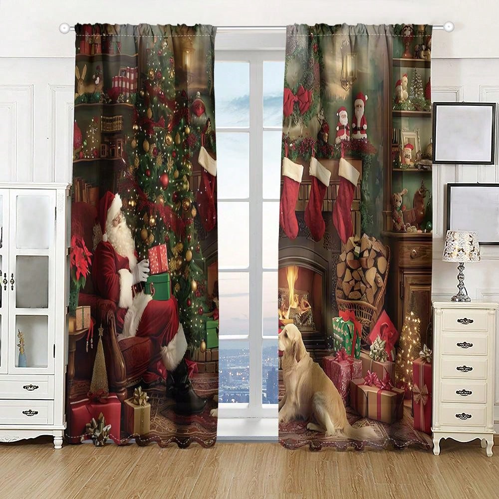 طقم واحد، ستارة 2 قطعة بطباعة رقمية لشجرة عيد الميلاد