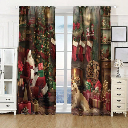 طقم واحد، ستارة 2 قطعة بطباعة رقمية لشجرة عيد الميلاد